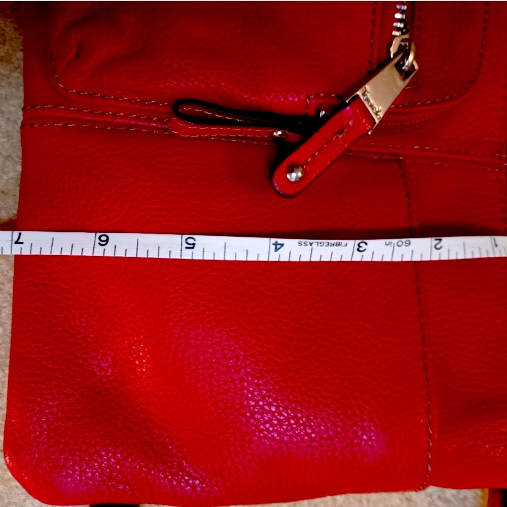 Red Tignanello leather adjustable crossbody. - Picture 8 of 10